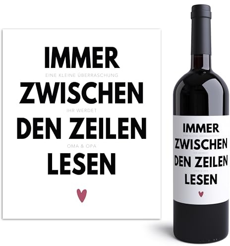Ihr werdet Oma und Opa Weinetiketten zum Schwangerschaft verkünden Großeltern Flaschenetiketten Wein Geschenk Etiketten selbstklebend 2 Stück | 10x12 cm (Ohne Personalisierung)