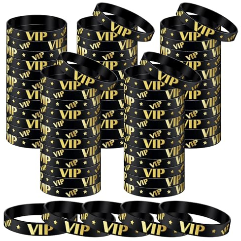 HONTIUS VIP silicone wristbands, 100/50/25PCS VIP Rubber Wristbands Blank Wrist Bands Universal Wristband Set for Women Men Adult Sport Party (Black, 25pcs)