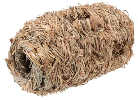 Veemoon Tunnel pour Hamster Petit Modèle, Six Trous, Nid Naturel en Paille Tressée, Maison Cachée pour Petits Animaux de Compagnie, Accessoire Décoratif et Ludique pour Cage Hamster