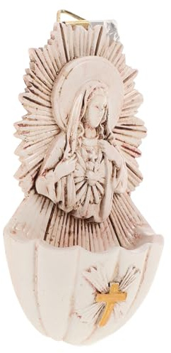 SEWACC Holy Water Font Resin Catholic Wall Hanging Decor for Home Entrance, 6.5x4x12cm Holy Water Basin Ornament Suitable for First Communion and Confirmation