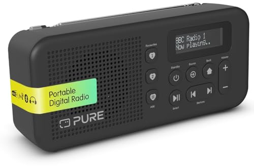 Pure Elan Move Radio numérique portable DAB+ & FM avec Bluetooth 5.3, Radio de poche ultra-compact avec batterie jusqu'à 16 heures, radio portable avec prise casque et écran LCD – Noir