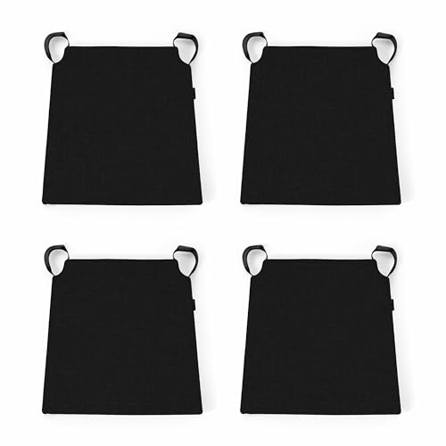 POKAR Pack de 4 Cojines Trapezoidales para Silla 41x35x40 cm Negro
