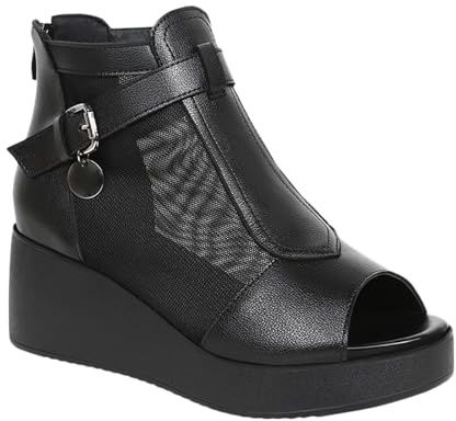HNVAVQ Stivaletti con zeppa e plateau da donna, sandali a punta aperta, Stivaletti estive comode 6cm