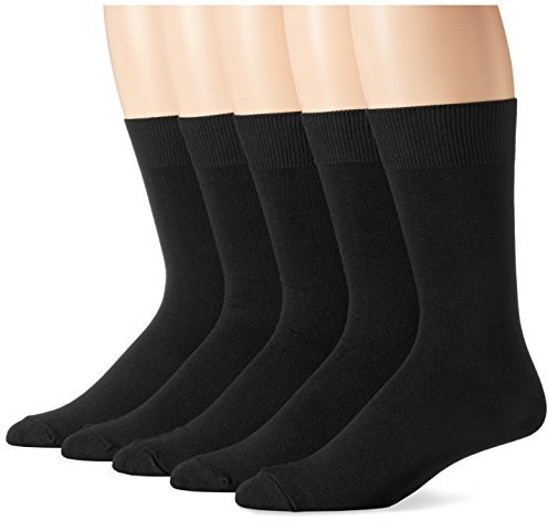 Amazon Essentials Calzini da Abito a Tinta Unita Uomo, 5 Paia, Nero, 46-48