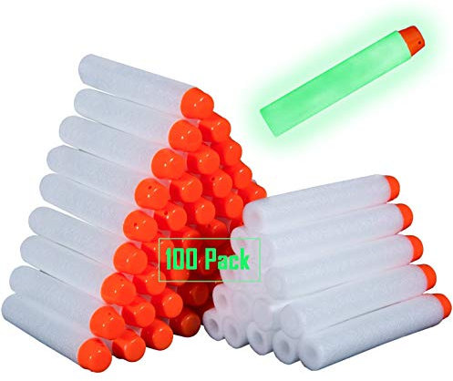 Meersee Darts Pfeile für Nerf Zielscheibe 100 Stück Pfeile Weiß Schaumstoff Leuchtpfeile Darts für Nerf N-Strike Elite Serie Blasters Toy Gun