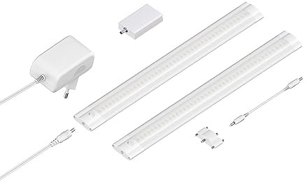 ledscom.de Smarte LED Unterbau-Leuchte SIRIS weiß matt, WLAN-Controller, flach, Smart-Home, Alexa-fähig, je 30cm, je 370lm, weiß, 2er Set