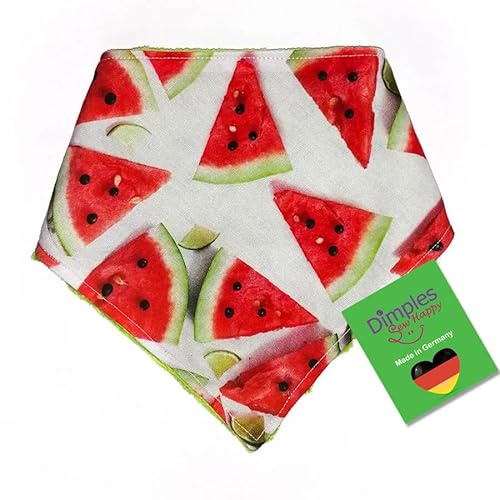 Dimples Hundehalstuch - Wassermelonen Sommer Halstuch, Bandana, Dreieckstuch für Hunde Welpen und Katzen - Tier Geschenk - Handgemachtes Accessoire 30cm