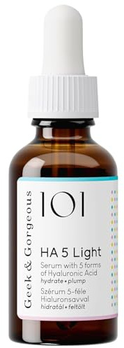 Geek & Gorgeous - HA 5 Light - Sérum Hyaluronique pour le Visage avec 5 Types d'Acide Hyaluronique, Hydratant et Raffermissant pour Peau Mixte et Grasse, 30ml