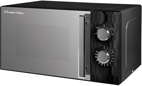 Russell Hobbs Honeycomb RHMM715B 17 Litre 700W Black Solo Manual Microwave with 5 Power Levels, Integrated Timer and Defrost Function
