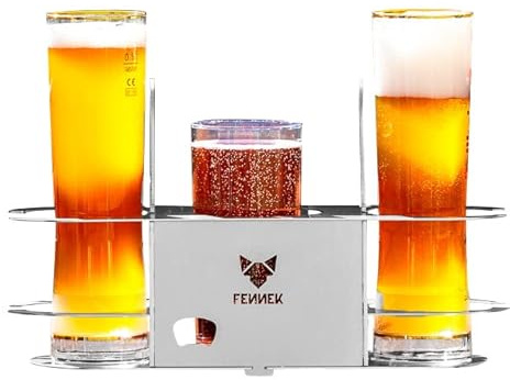 3- Fach Getränkehalter aus Edelstahl | FENNEK 3er Keeper | mit Flaschenöffner | Perfekt für Fußball- und Tennisplatz | inkl. Flaschenöffner & Diebstahlschutz | Made in Germany