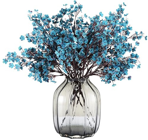 JAKY-Global Künstliche Blumen 6 Stück Getrocknete Unechte Seide Blumen Babysbreath Pflanze Dekoration für Hochzeit Sträuße Haus Garten Party Blumenschmuck (Pfauenblau)