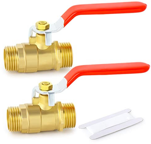 ERGAOBOY 2 Stk 1/2 BSP Außengewinde auf Messing Kugelhahn, passend für Rohrverbindungsanschluss