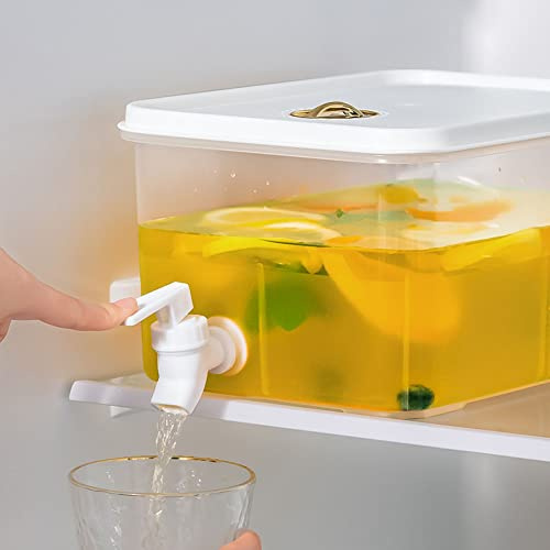 Cymwer 3L Kühlschrankkrug Spender mit Wasserhähnen, Wasserspender mit Deckel, Sommer wiederverwendbar, großes Eiswasser-Teesieb, kalte Eimer for Obstsaft, Getränke, Cocktail for Outdoor-Party