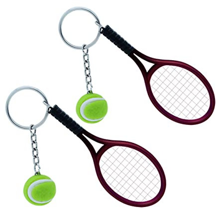 Toyvian 2stücke Tennis Schläger Schlüsselanhänger Mit Tennisball Charme Langlebiges Keychain-material Accessoire Für Schlüssel Handy Oder Auto
