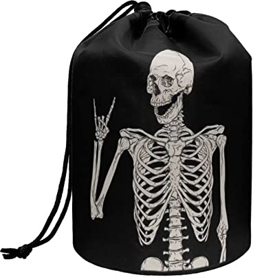chaqlin Kosmetiktasche mit Kordelzug, für Damen und Mädchen, tragbare Kosmetiktasche mit Kordelzug, Reise-Kosmetik-Waschtasche, Schwarz , Eine Größe, Kulturbeutel