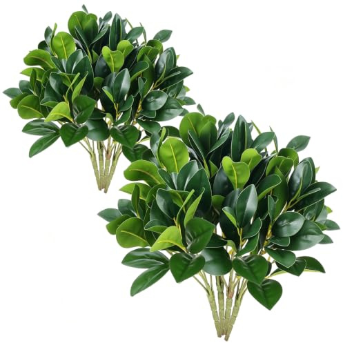HO2NLE Künstliche Sträucher, Pflanzen, künstliche Eukalyptusblätter, Stiele, künstliche grüne Zweige für Garten, Fenster, Box, Zuhause, Hochzeit, Hof, Outdoor, Büro, Küche, Dekoration, 8 Stück