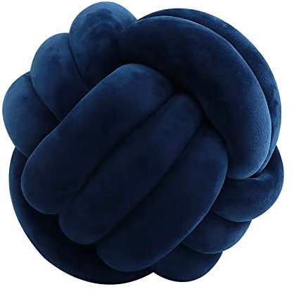 Knot Ball Pillow, Handmade Throw Pillow, Knotted Ball pillow, Plush Knot Cushion, Cushion Soft Knot Pillow, Cute Pillows for Bed,20CM,Navy Blue B
