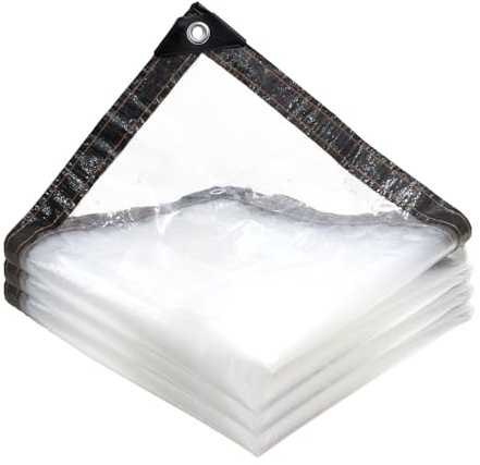 BeGrit Clear Tarps Waterproof 6x8 FT with Grommets Transparent Tarpaulin Rainproof for Porch Balcony Patio Garden Chicken Coops Kennel