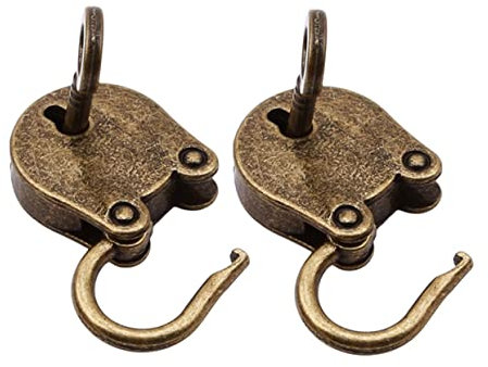 OSALADI Vintage Metall Vorhängeschloss Mit Schlüssel 2 Stück Zinklegierung Antik Stil Schmuckkästchenschloss Für Schublade Tasche Aufbewahrung