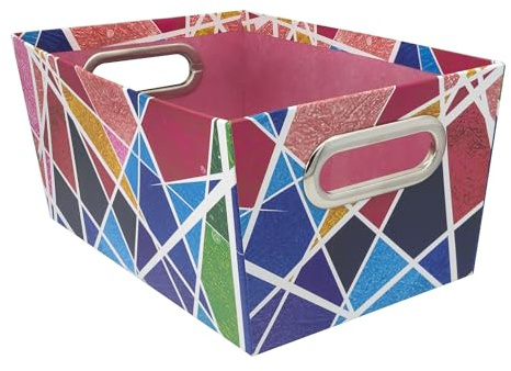 Idena 20139 - Caja de almacenamiento de cartón resistente con asas de metal, aprox. 27,9 x 18 x 12,7 cm