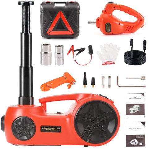 Trihelper Verbessertes hydraulisches Wagenheber-Set – 5-in-1 Fahrzeug-Wagenheber-Kit 5 Tonnen Van Truck Reifenheber Hebebühne mit integrierter Reifenpumpe und Schlagschrauber