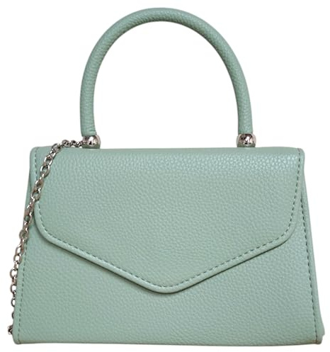 Bolso de mano liso de piel sintética con asa superior para novia, graduación, boda, noche, fiesta, bolso de mano, verde menta, medium