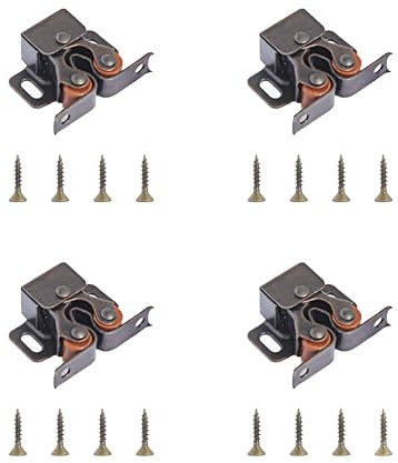 Harmac House 4 Pack Double Roller Strong Hold Cupboard Cabinet Door Latches