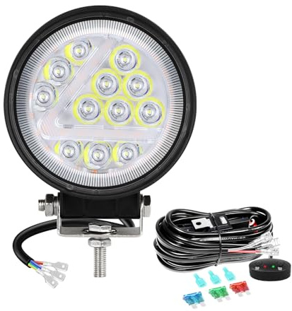 Willpower 1pc Phare de Travail LED 4'' 36W, 3 Modes Ambre Blanc, Projecteur LED 12V 24V IP67 Spot Feux Antibrouillard LED pour 4x4 Voiture Camion Tracteur Bateau Vehicule, avec Faisceau de Câbles