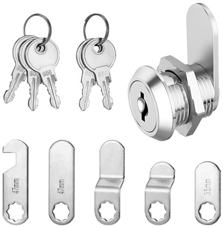 Cerradura Buzon, Cerradura de Buzón con 5 Placas Diferentes y 5 Llaves, Cierres Seguridad, Cerradura Universal de Seguridad, Cerradura de Levas, para Taquilla, Puerta de Armario (30mm)