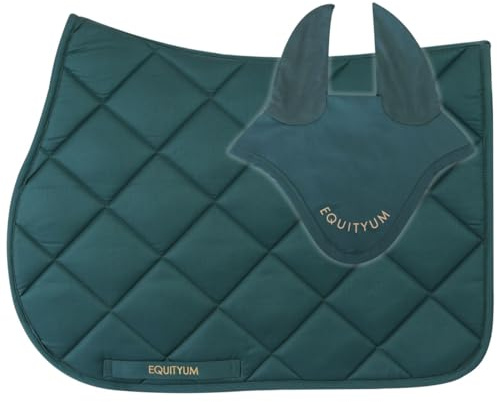 Sottosella+Cuffietta Logo Equityum Sally, Alta Qualità, Design Italiano, Materiali Innovativi, Traspirabilità e Dettagli Raffinati per il Comfort del Cavallo (verde, full)