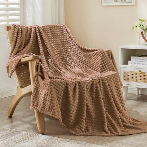 EMME Kuscheldecke 200x230 Fleece Weich Warm Flauschig Braun Tagesdecke | OEKO-TEX Zertifiziert Mit 3D-Touch-Erlebnis Als Überwurfdecke Couchdecke Sofadecke Wohndecke Für Erwachsene Ganzjährig