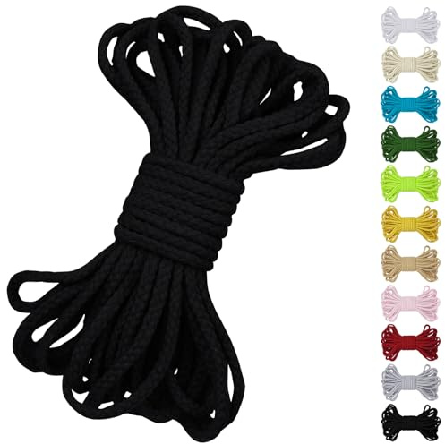 Uiopa Baumwollkordel 7mm x 10m, Kordelband Natürliche Makramee Garn 7mm Geflochten, Dicke Kordel Baumwollseil für Kordelzug, Pflanzenaufhänger, Wandbehang, Traumfänger, Garten, DIY-Projekte
