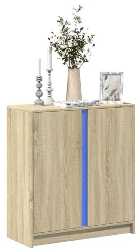 Somanki Sideboard Sonoma-Eiche 77x34x85 cm Holzwerkstoff, Kommode Schlafzimmer, Kommoden & Sideboards, Wohnzimmerschrank, Flur Kommode, Zimmer Möbel - 852133