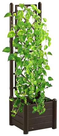 NG NICCOLAI FIORIERA DA ESTERNO IN PLASTICA CON SPALLIERA RETTANGOLARE O QUADRATA VARI COLORI - MADE IN ITALY (MARRONE MOKA, QUADRATA (43X43X142(H) CM))