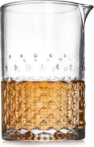 Cocktail Mixing Glass 24oz (750ml) – Single Professional Stirring Glass with Thick Weighted Bottom & Wide Spout – Perfect for Sazerac, Negroni, Martinez & More