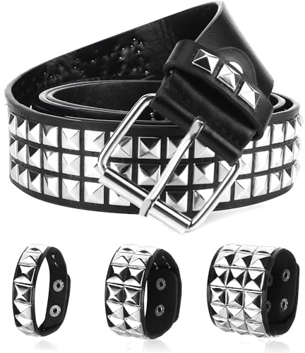 JSMTKJ Ceinture Punk à Rivets en Cuir PU – Style Années 80 & Bracelet Gothique Rock | Œillets Réglables punk gothique ceinture en cuir pour Jeans/Pantalons