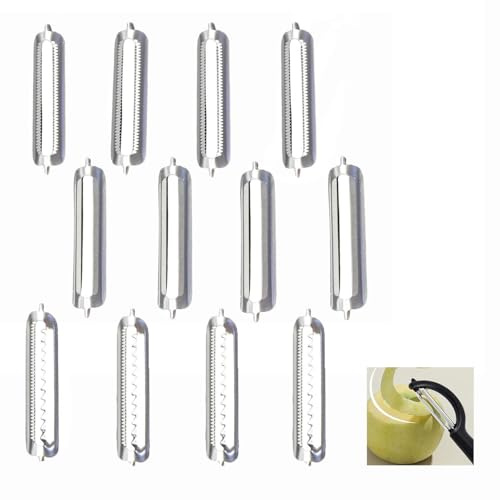 Turbo Schäler,12 Stück Ersatzklingen für Tupper Sparschäler,Sparschäler Ersatzklingen,für Gemüseschale,Messer,Orangenschäler,Peeler Pendelschäler(3 Typen)