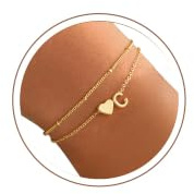 TINGN Damarmband i guld och silver – 14 karat pläterat guld i lager – personligt armband med alfabetets monogrambrev – damarmband smycken present för kvinnor fästmö flickor, 15 cm + 5 cm