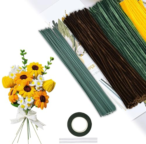 Pmueuff Limpiapipas Manualidades, 400 Piezas Girasol Limpia Pipas para Manualidades Limpiapipas Colores Limpia Pipa Pipe Cleaner para Proyectos de Arte, Decoración, Creaciones DIY