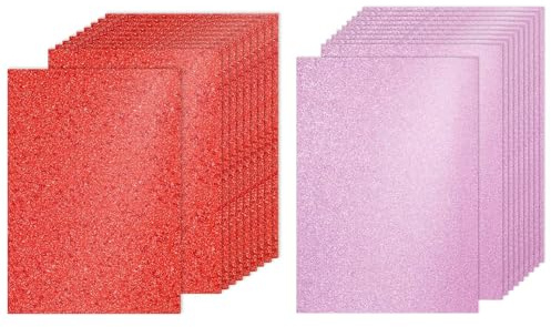 PATIKIL 40 Fogli Di Cartoncino Glitter Rosso/Rosa, 21x29.7 cm Formato A4 Carta Glitter Cartoncino Lucido Scrapbook 250gsm Carta Brillante Grande Scintillio Per Artigianato Scrapbook