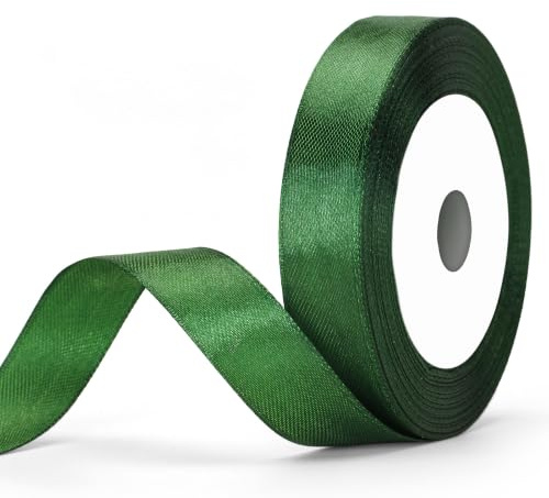 G2PLUS 20mm Dark Green Satin Ribbons: 22m Gift Wrapping Ribbon | for Christmas Wrap, Crafting, Bows Making, Cake Decorating, Birthday and Wedding Party Decoration