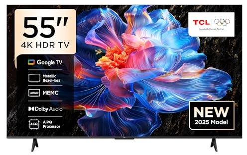TCL 55-tums P6K LED 4K UHD HDR Smart TV |Google TV, 60Hz, HDR 10, AiPQ-processor, Dolby Audio, MEMC, HDMI 2.1, Bluetooth 5.2, WiFi 5, infattningsfri design, (55P6K - 2025-modell)
