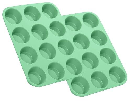ProBytes Vassoio in silicone per 12 muffin, cupcake, cupcake, brownies e Yorkshire Pudding, antiaderente, multiuso, flessibile, resistente al calore (confezione da 2)
