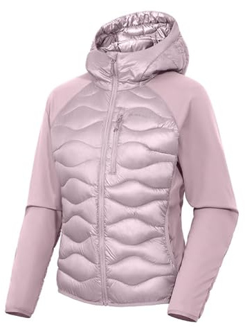 Pioneer Camp Übergangsjacke Damen Herbst Leicht Laufjacke für Frauen Atmungsaktiv Wasserdicht Hybrid Jacke Dünn Steppjacke mit Kapuze und Taschen Golfjacken für Outdoor Running