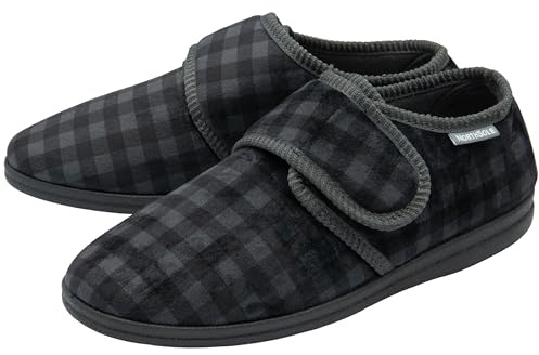 NorthSole Mens Slippers Easy Close Hook & Loop Adjustable - Grey - UK 8