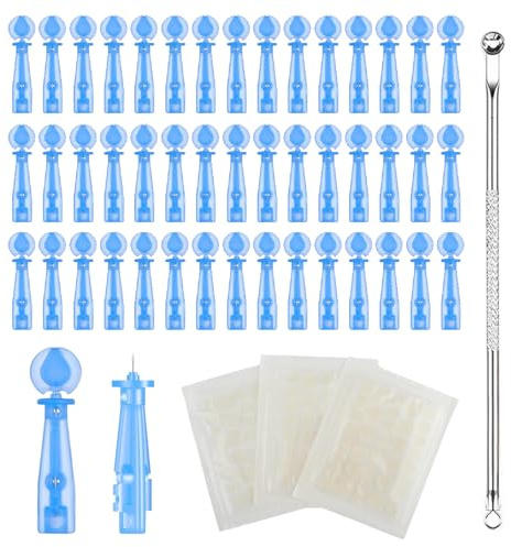 RobLuX 100 Piezas Quita Granos Herramienta con 3 Parches para el Acné (108 Piezas) 1 Extractores de Puntos Negros para Imperfecciones Faciales uso en Casa y Salón de Belleza