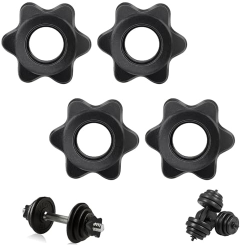 MZOYOURO 4 PCS Dumbbell Clips, Dumbbell Hex Nut Spinlock Collar, Barbell Spin-Lock Collars Screw Clamps Dumbbell Barbell Bar Clips for Gyms, Fitness, and Weightlifting