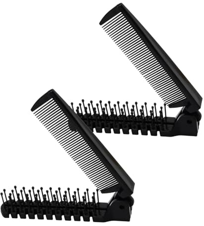 2 Pezzi Spazzole per Capelli Pieghevoli, Pettine Tascabile da Viaggio Portatile, Mini Spazzola Antistatica a Doppia Testa in Plastica per Bambini e Adulti, Capelli Sottili o Spessi, Nero