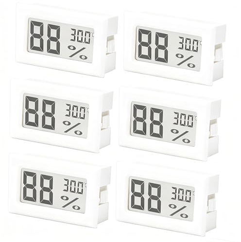 6 Pack Digital Thermometer Hygrometer,Room Temperature Monitor Indoor Humidity Meter with Large LCD Display High Accuracy Mini Hydrometer Humidity Gauge for Home,Office,Greenhouse,Baby Room (White)