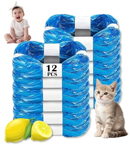 Lot de 12 recharges pour litière pour chat (bleu)